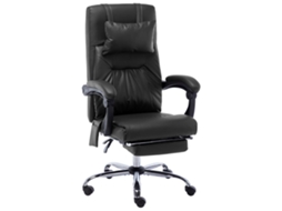 Vidaxl Cadeira De Escritório C/ Função Massagem Couro Artificial Preto