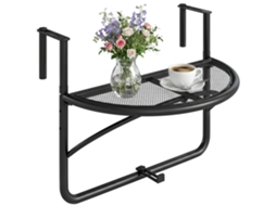 Mesa Dobrável para Sacada com 3 Alturas Ajustáveis, 60x45x50 cm preto S/MARCA