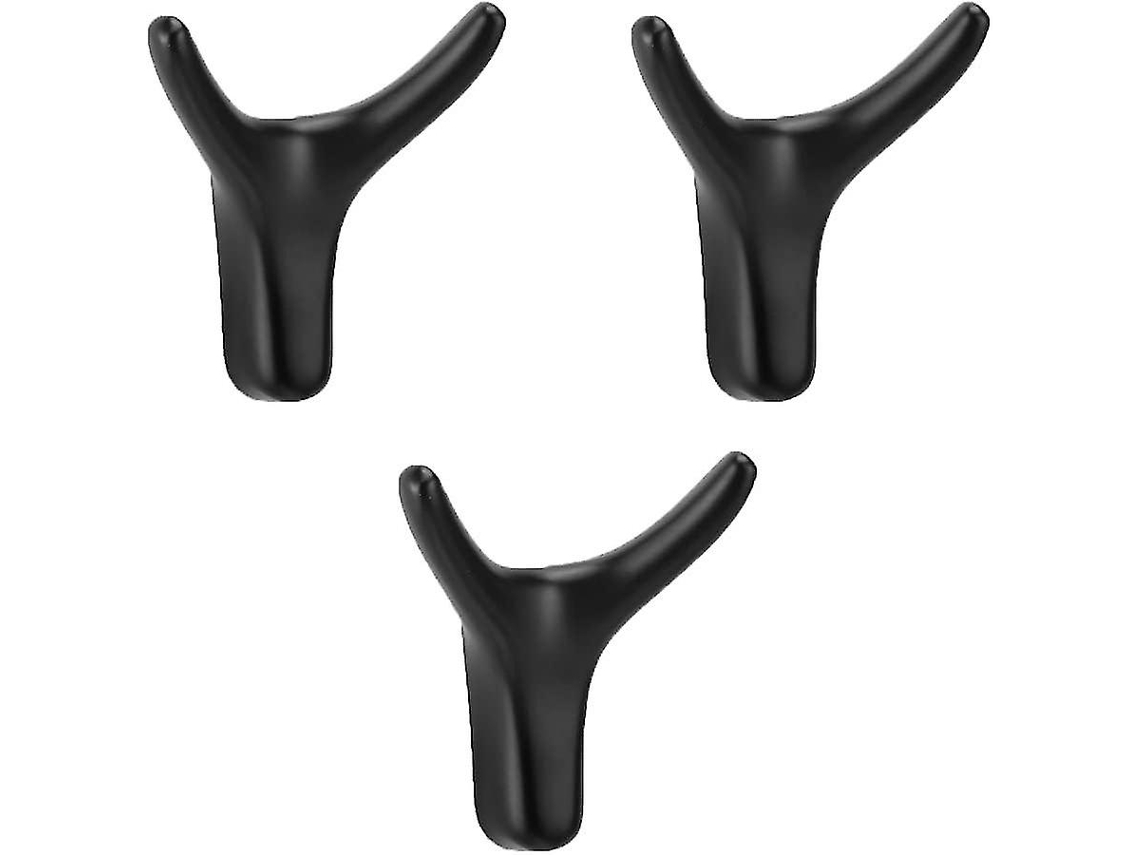 Rebe perchero de Parede de 3 Peças com Gancho Duplo Cabeça Animal de Metal Durável para Casacos Chapéus Chaves Preto