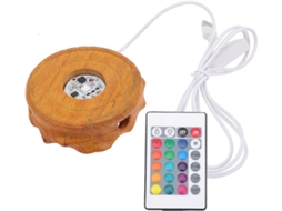 De Madeira Com Iluminação Led Multicolorida E Porta Usb Para Exibir Esferas De Cristal. Base De Iluminação Compacta De Gokoco