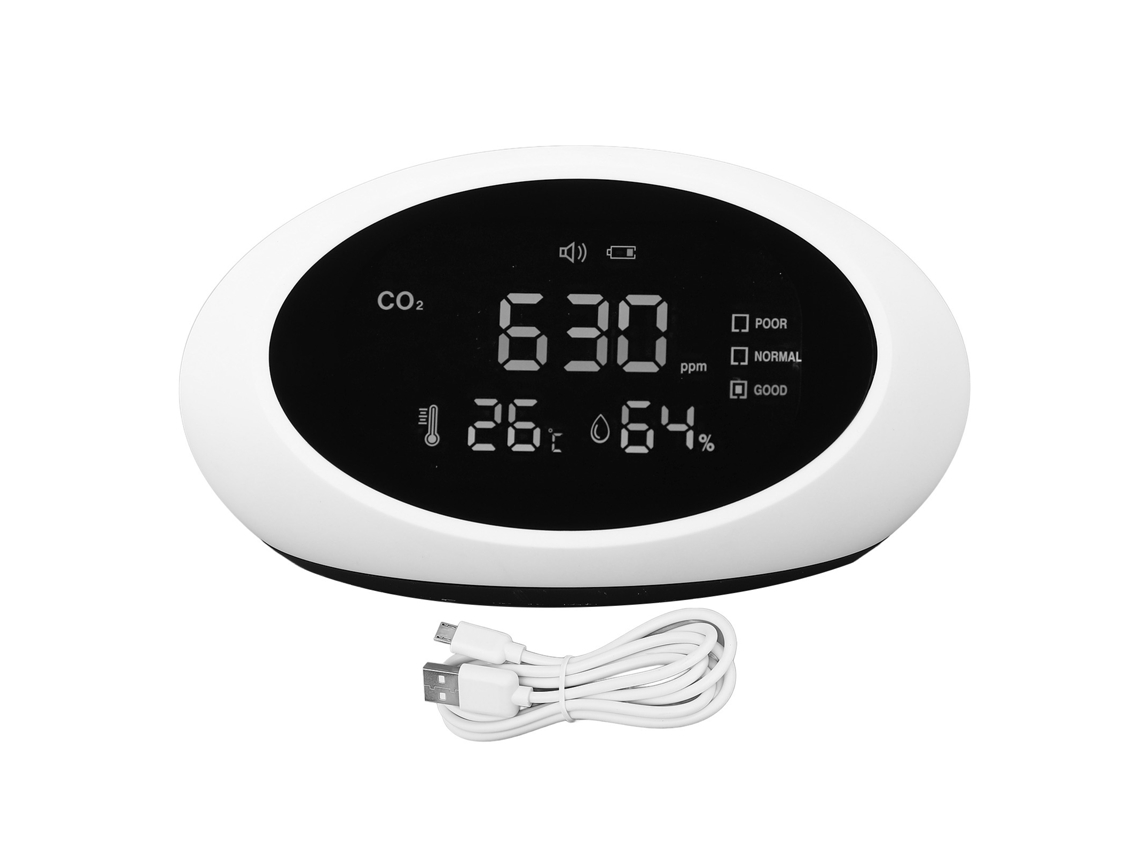 Detector De Co2 Portátil Preciso Com Tela Lcd Recarregável Termômetro Higrômetro