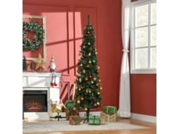 Árvore De Natal Artificial 195 Cm Arbusto Com 556 Ramos Slim E 25 Pinhas Base Dobrável Ø54x195 Cm Verde