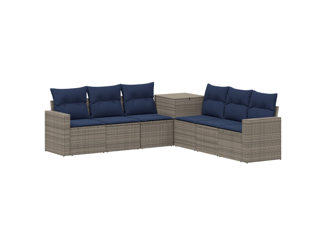 Vidaxl Conjunto De Sofás 7 Pcs Cinza E Azul Marinho