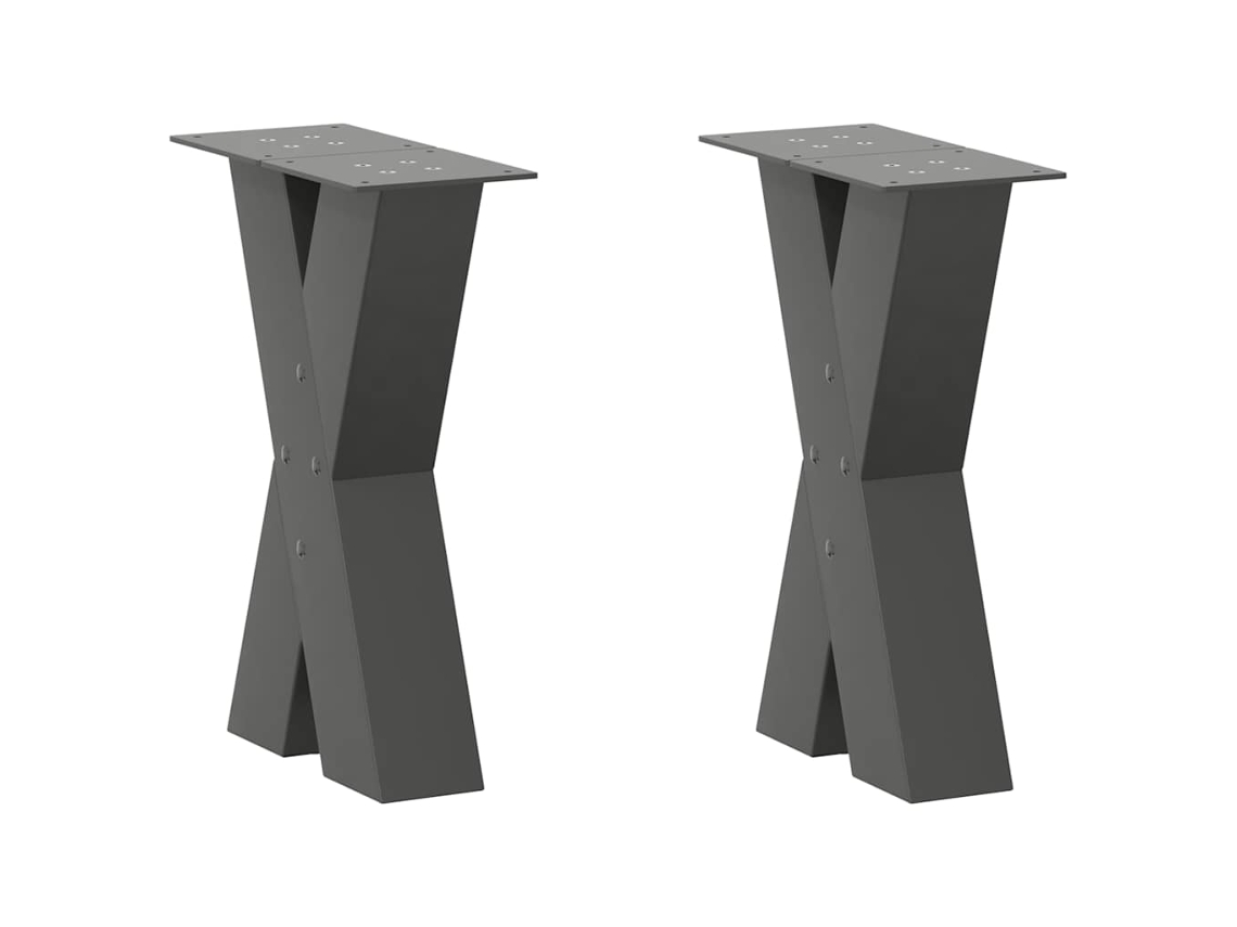 Vidaxl Pés Para Mesa De Centro Em Formato De X, 2 Peças, Antracite, 38x(42-43) Cm, Aço