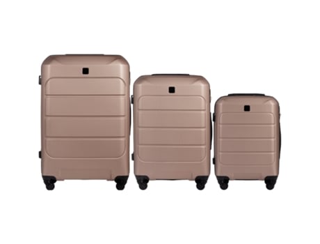 Conjunto De Bagagem Wings Gannet De 3 Peças Champanhe, Material Abs