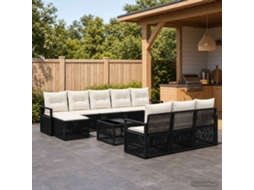 Vidaxl Conjunto De Sofá De Jardim 11 Pcs Preto Vime Pe