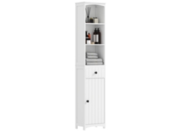 Armário De Banheiro Resistente Com 3 Prateleiras E 1 Gaveta, Mdf, Branco