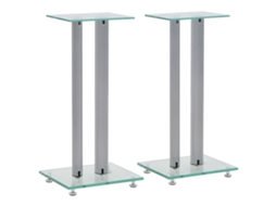 Vidaxl Suportes Colunas 2pcs Vidro Temperado Design 2 Pilares Prateado