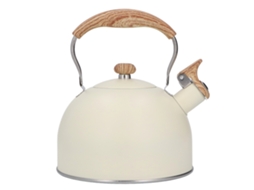 MEOIRUERY Chaleira De Aço Inoxidável 2,5l Com Assobio, Chaleira Para Chá Com Alça Ergonómica, Bege