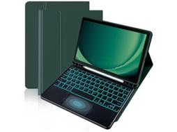 Capa De Couro Verde Escuro Teclado Retroiluminado Preto Em Formato Quadrado, Samsung Tab S7 Plus De 12,4 Polegadas Yunzii