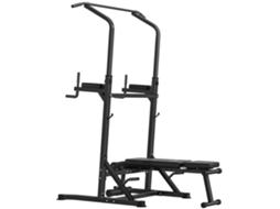 Estação de Musculação Ajustável 99x178x230cm com barra de flexões, banco dobrável, carga 150kg, preta S/MARCA