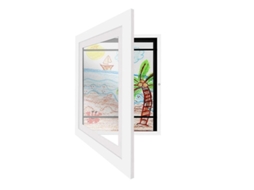 Quadro Para Arte Infantil Com Apoio De Parede Horizontal/vertical E Estrapas Elásticas De Madeira E Vidro Temperado Branco
