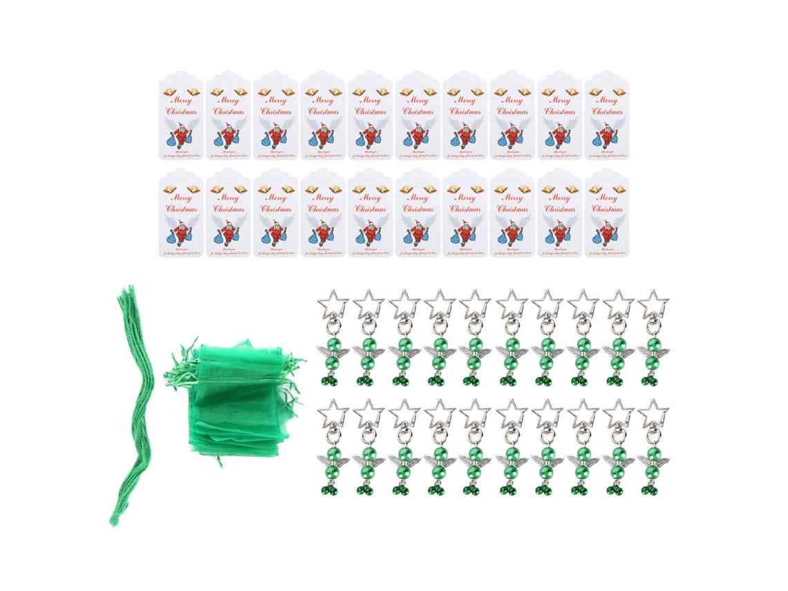 20pcs Porta chaves Anjo Estrela Decoração Natal Presente Pingente Chás de Bebê Verde