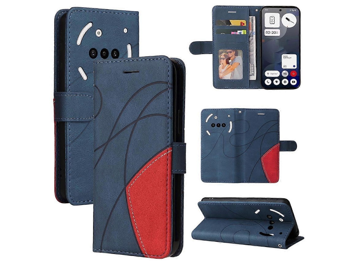 Capa De Celular Flip Em Couro Bicolor Para Nothing Phone 3a