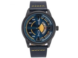Relógio de pulso masculino com calendário, mostrador em couro, design moderno com movimento de quartzo 01
