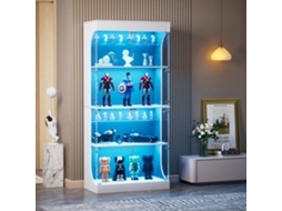 Vitrine Vidro 4 Níveis Led Prova Poeira Branca 80x35x165cm