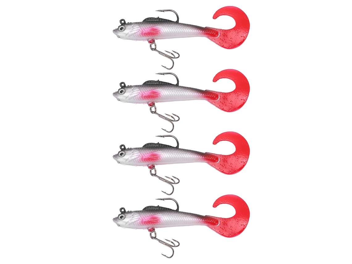 Isca de Pesca Soft para Peixe com 2 Anzóis 4pcs