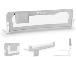 Barreira De Cama Lionelo Eva 150cm - Dobrável 180° - Alumínio - Bolso Lateral - Correias De Fixação Cinzneto