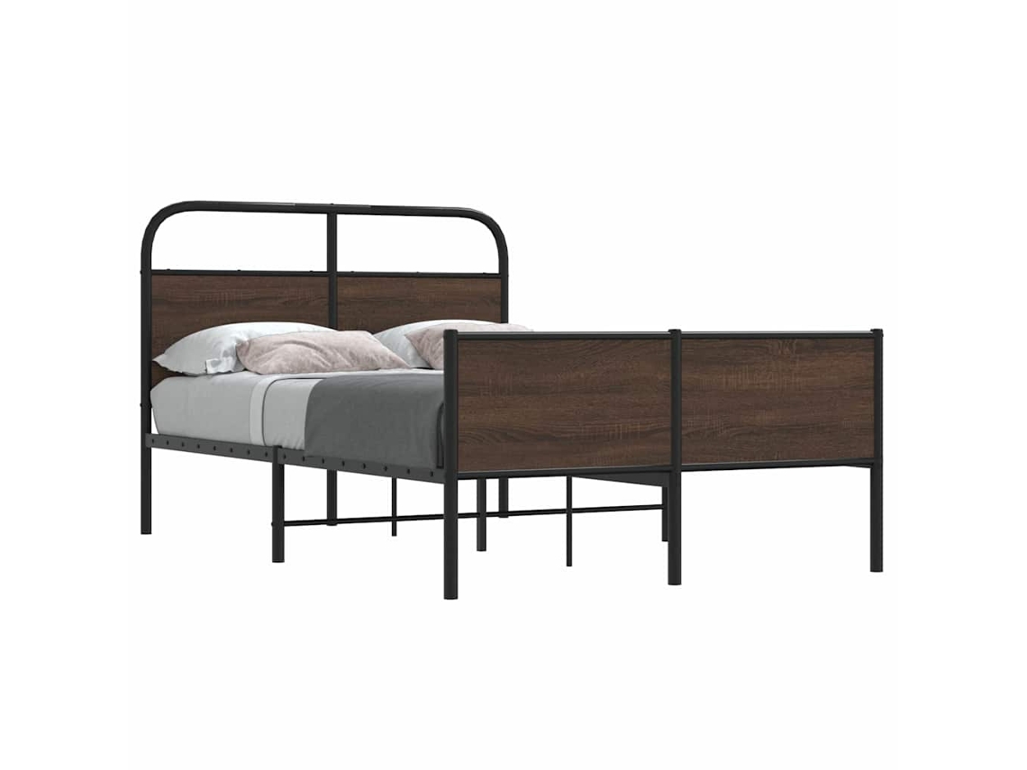 Vidaxl Estrutura Cama S/ Colchão Derivados Madeira Carvalho Castanho