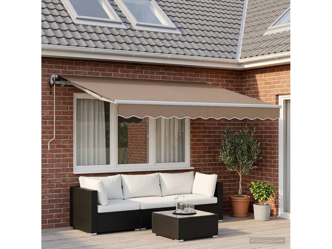 Vidaxl Toldo Retrátil Cinzento-acastanhado 500 × 300 Cm