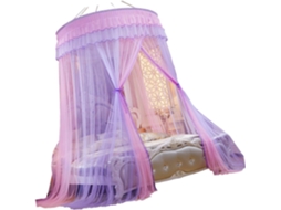 Mosquiteiro Redondo Para Cama Com Dossel E Renda De Tule, Mosquiteiro Suspenso Em Poliéster Rosa E Roxo, Para Decoração