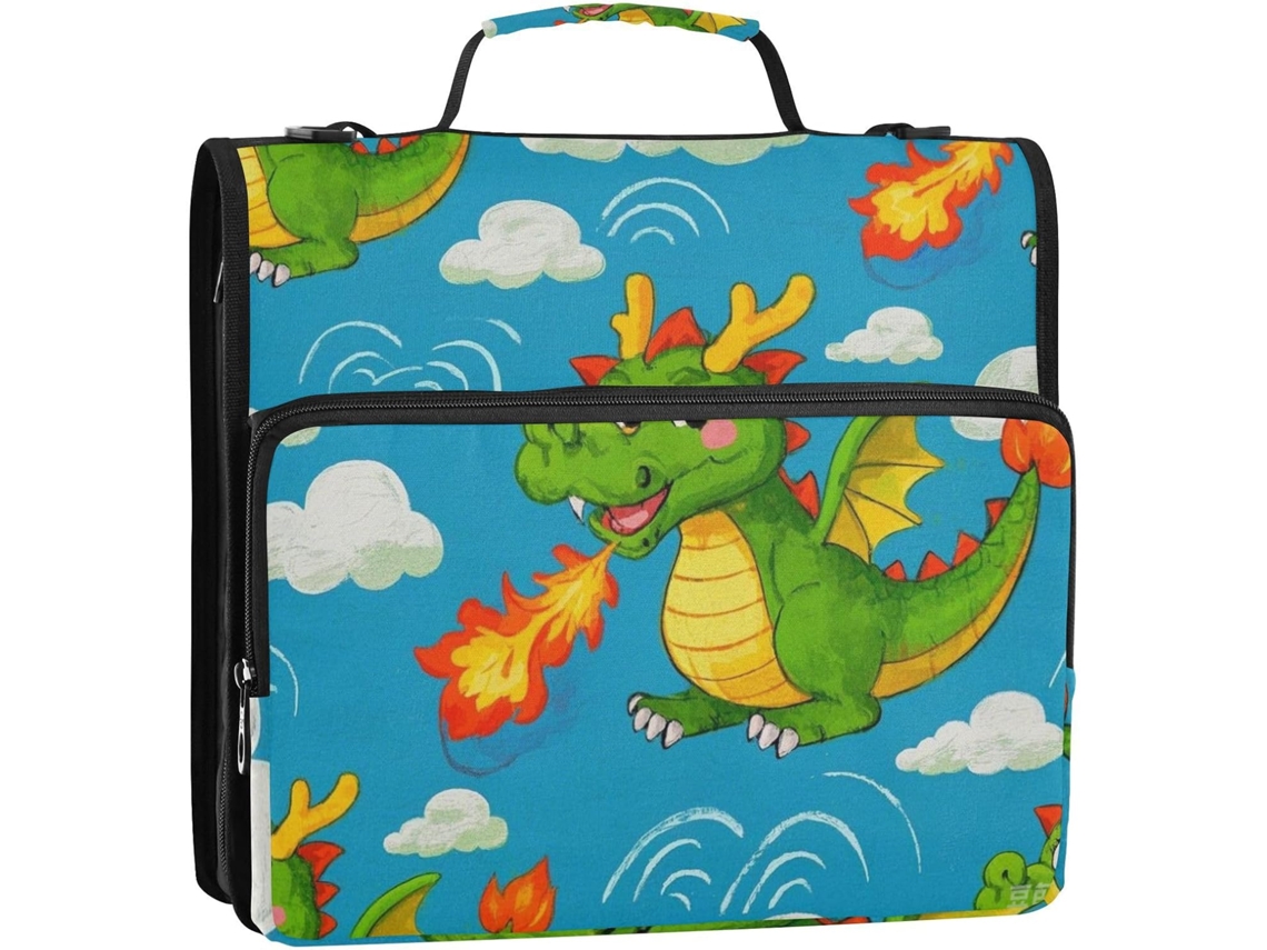 Organizador de Fichário com Zíper 3,8 Cm, Alça Ombro e Vários Bolsos para Escritório, Escola Pastas Zíper.
