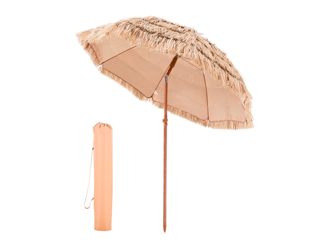 Guarda Sol De Palha Pp 1,8 M Guarda Sol Tiki Inclinável Para Piscina E Praia Vevor