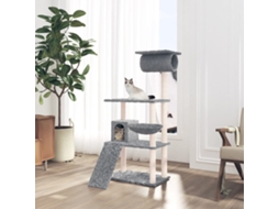 Vidaxl Árvore P/ Gatos C/ Postes Arranhadores Sisal 131 Cm Cinza-claro