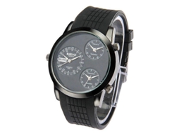 Relógio De Pulso Fashion Com 3 Mostradores, Movimento De Quartzo, Calendário E Pulseira De Silicone.