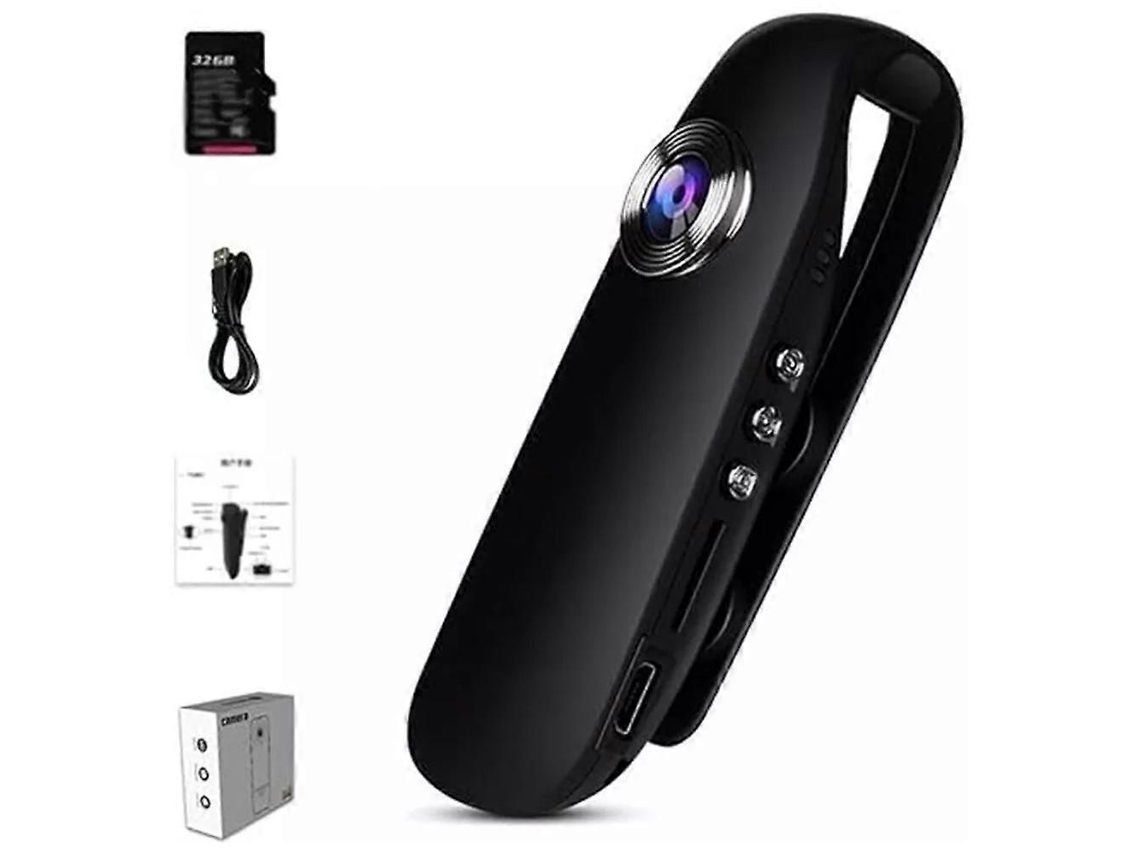 Mini Câmera Compacta de Segurança 1080p Full Hd, Câmera Corporal Portátil com Cartão de 32gb TAISHENGDA