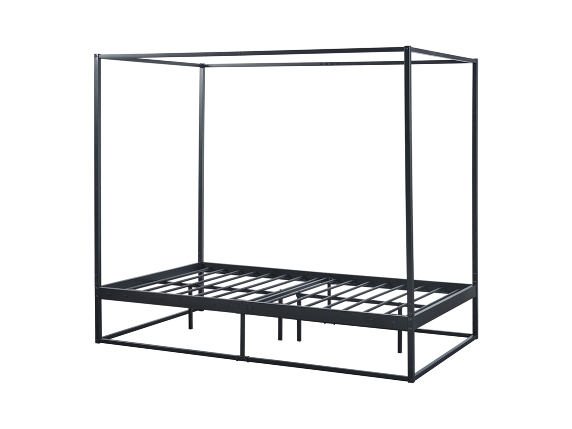 Cama com Dossel Kristianstad [EN.CASA] Metal Preto (206x125x180cm)