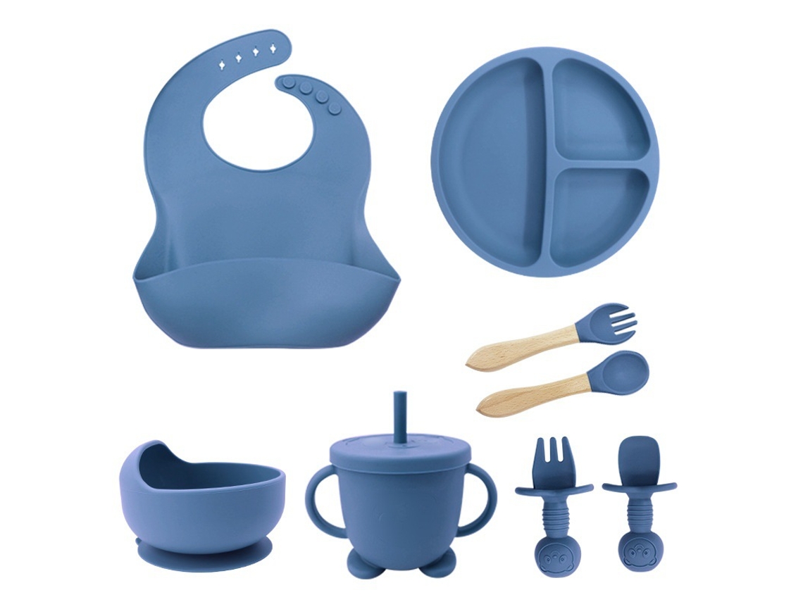 Conjunto 8 Elementos – Silicone, Compartimentos, Ventosa, Copo, Colher Garfo (7)