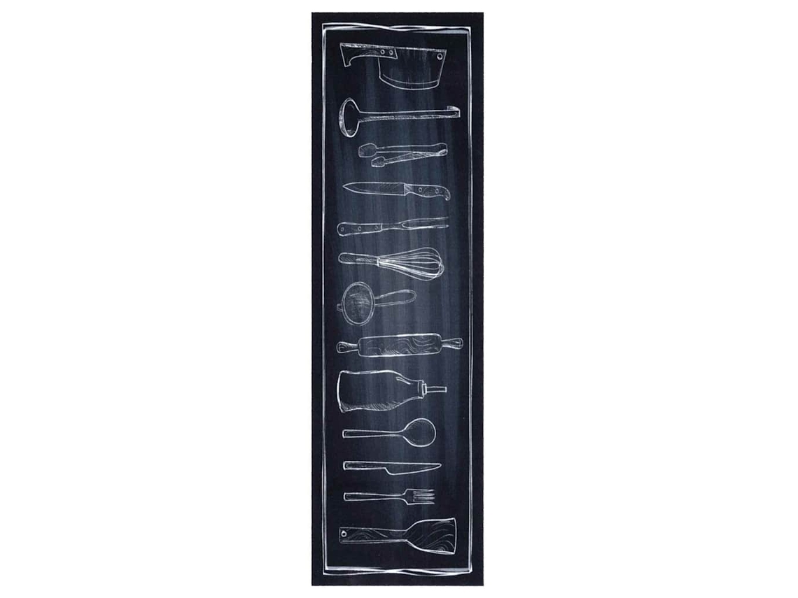 Conjunto 1 Tapete De Cozinha Vidaxl Preto Veludo (150 X 45 Cm)