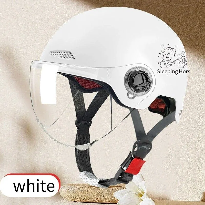 Capacete Semelhante A Uma Moto Elétrica - 28,5 * 25 * 21cm - Cavalo Branco