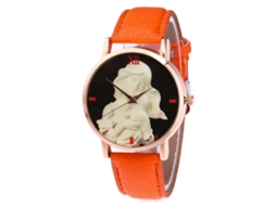Reloj Unisex Niños Niñas Correa Cuero Pu Casual De Moda (naranja)