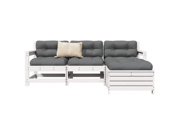 Vidaxl 4 Pcs Conjunto Sofás De Jardim Madeira De Pinho Maciça Branco