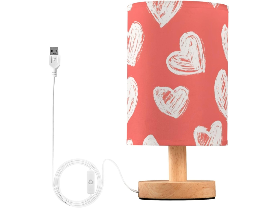 Abajur De Cabeceira Branco Em Formato Coração Com Porta Usb, Sem Necessidade De Lâmpada, Luz Led Quente Para Quarto