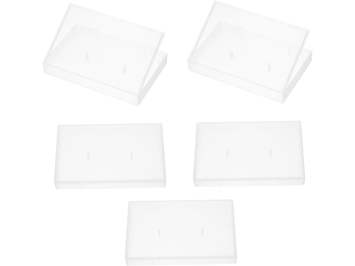 Conjunto De 5 Caixas Organizadoras Para Fitas Cassete, Transparentes Com Bordas Quadradas, Resistent Gokoco