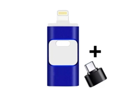 Pen Drive Usb 4 Em 1 Para Iphone, Ipad, Pc, Ios E Android Azul Brilvibera (128 Gb)