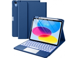 Capa Teclado Bluetooth Czhhmart Para Ipad Pro11 (2024) Polegadas, Teclado Retroiluminado Sensível Ao Toque (azul Marino)