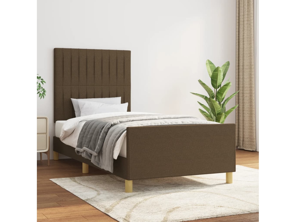Vidaxl Estrutura De Cama Sem Colchão 90x190 Cm Tecido Castanho-escuro