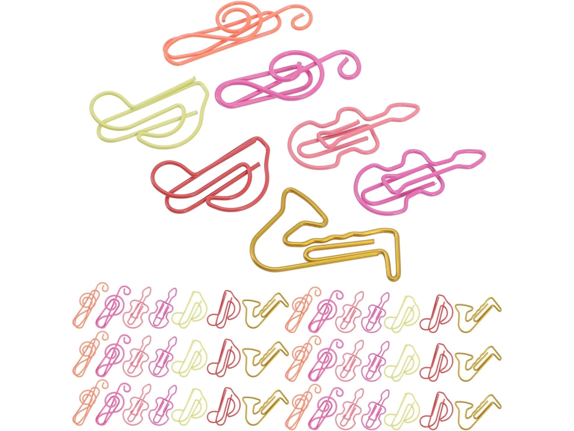 Clips de papel de metal em formato de notas musicais, 60 unidades, material metálico, para mesa e para presentear colegas.