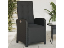 Vidaxl Cadeira De Jardim Reclinável C/ Apoio Para Os Pés Vime Pe Preto
