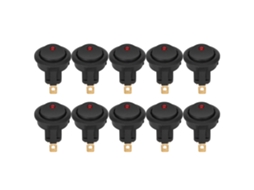 10 Peças Interruptor Rocker Redondo On/off 12v Impermeável Spst Com Led Terminal De 3 Pinos Prata