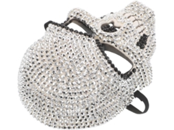 Máscara Caveira feita de metal de cobre, adornada com pedras, ideal para cosplay de Halloween e bailes de máscaras. Acessório leve.