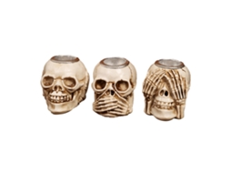 3pcs Conjunto de Porta Velas Caveira em Resina para Halloween com S/MARCA