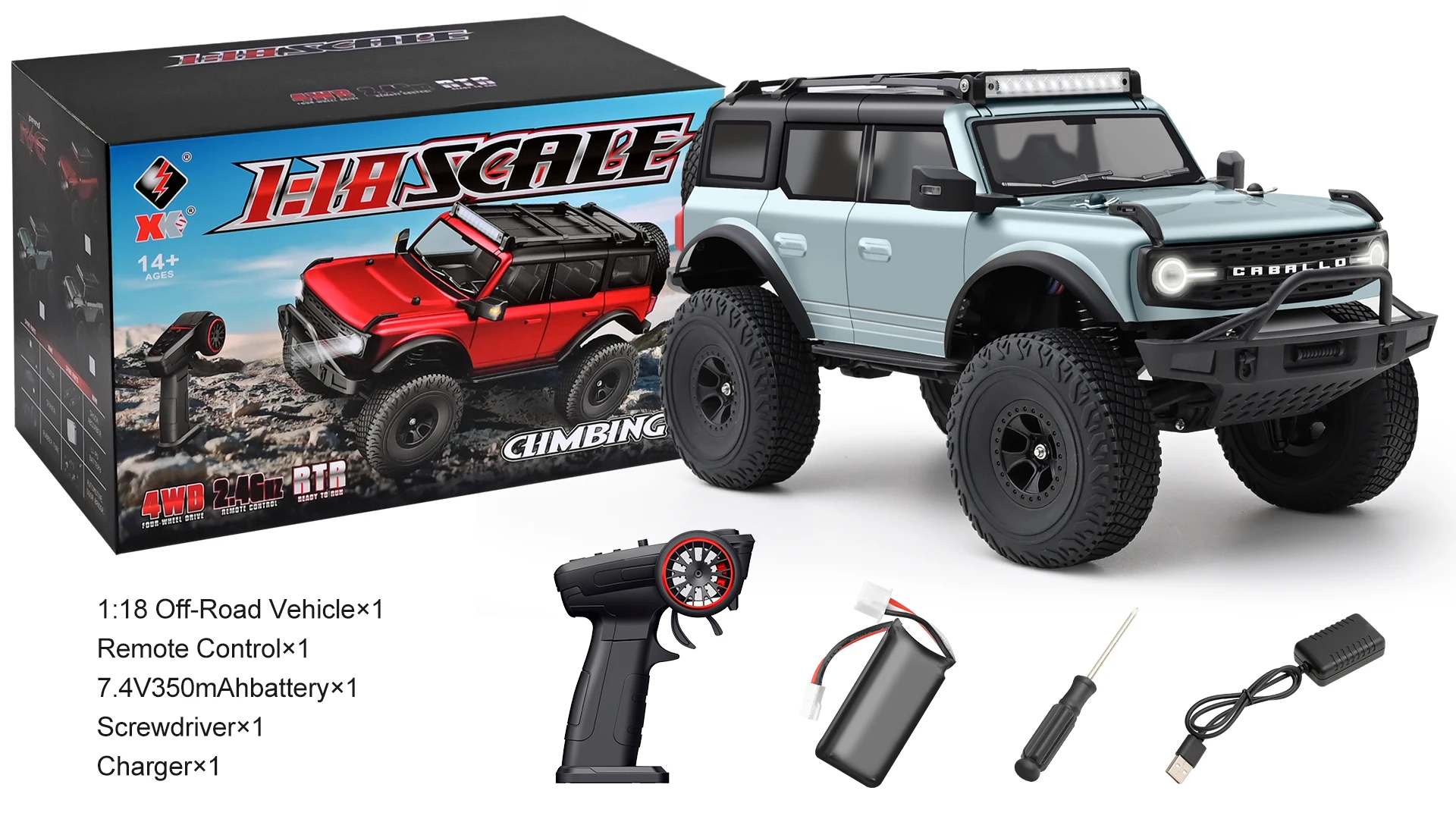 Veículo Elétrico de Controle Remoto com Tração nas Quatro Rodas para Escalada Off road, Mini Brinquedo de Simulação MDUG (azul)
