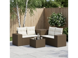 Vidaxl Conjunto De Sofás 6 Unid. Marrom E Branco Creme