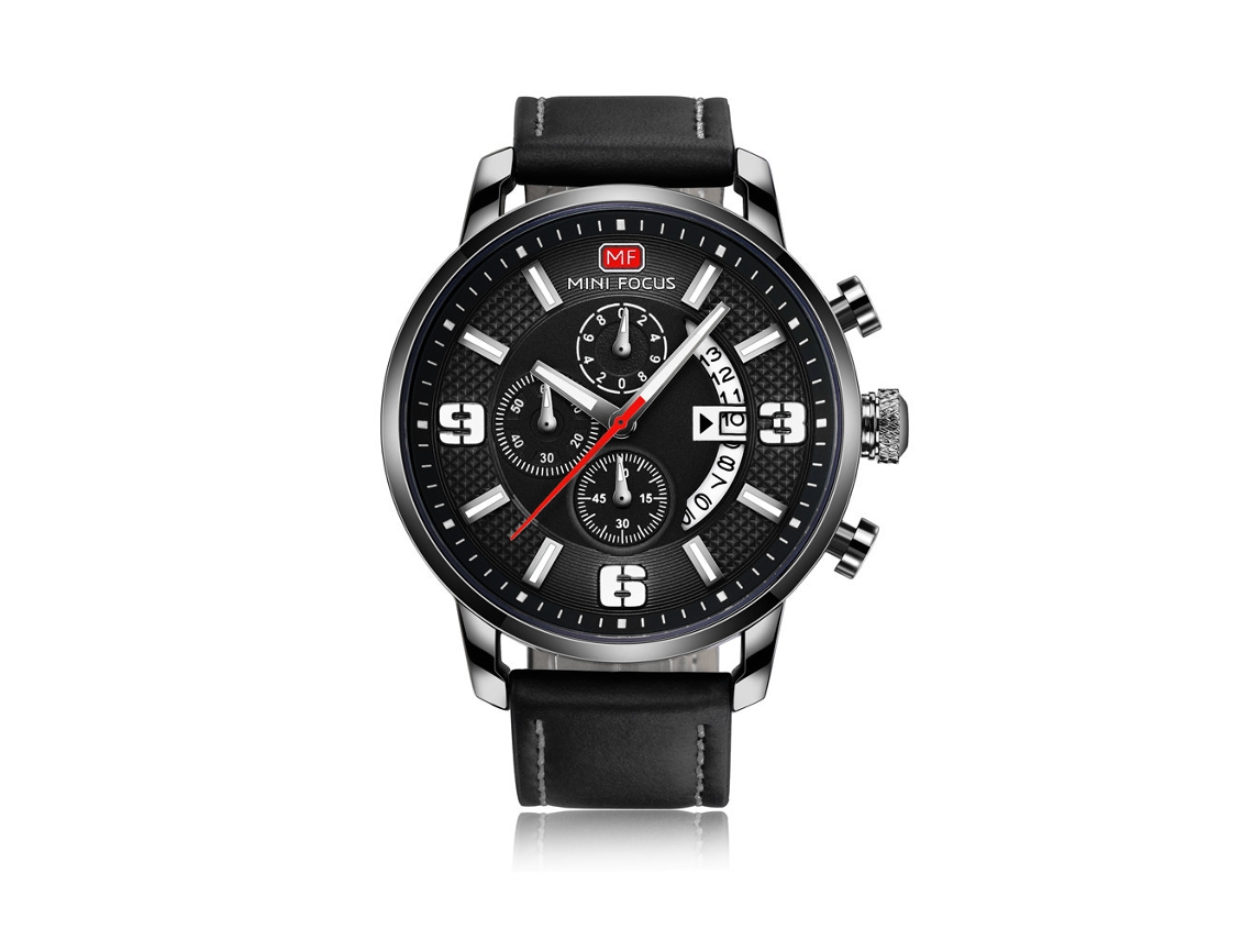 Relógio masculino Mini Focus Chronograph Multifuncional, Resistente à Água, Pulseira de Couro