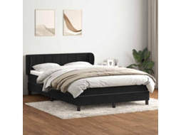 Vidaxl Cama Com Molas/colchão 160x210 Cm Veludo Preto